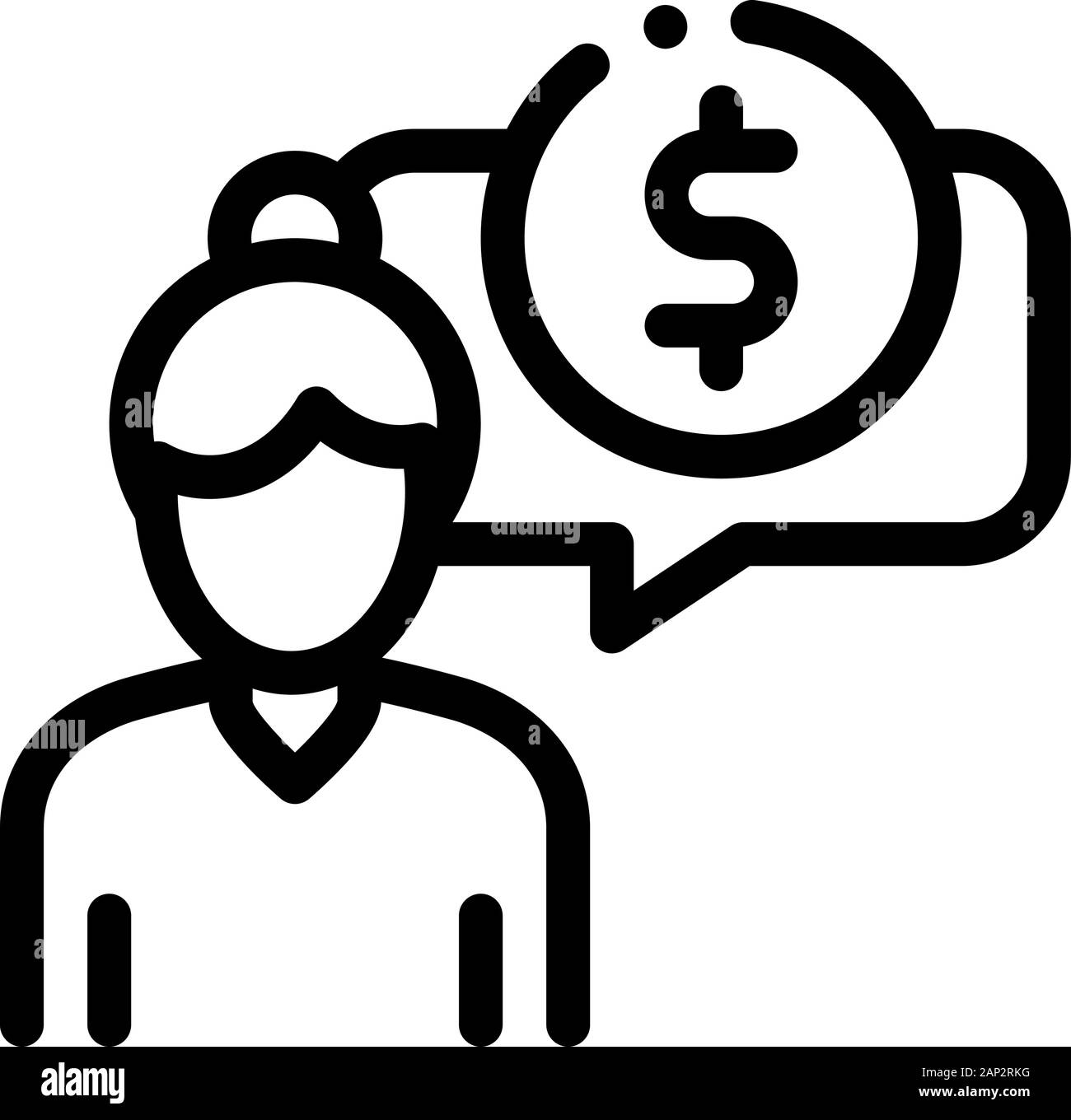 Woman Dollar Mark Icon Vector Outline Illustration Stock Vector Image ...