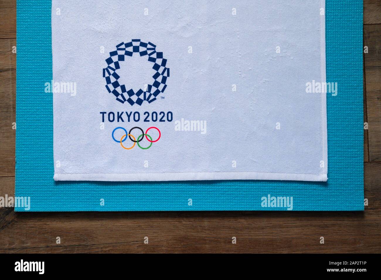 TOKYO, JAPAN, JANUARY. 20. 2020: Tokyo 2020 logo, summer olympic game, white background Stock Photo