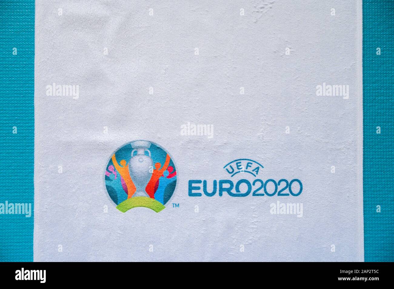 PARIS, FRANCE, JANUARY. 20. 2020: Official logo of Euro 2020 football ...