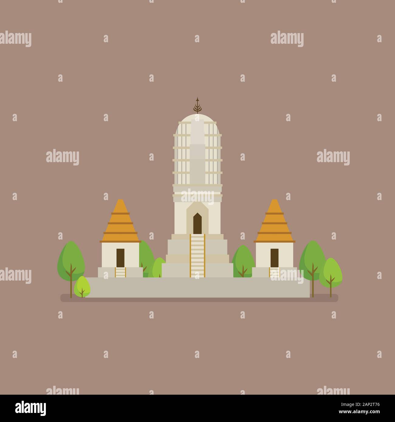 Historical ancient white temple. Vector illustration Stock Vector