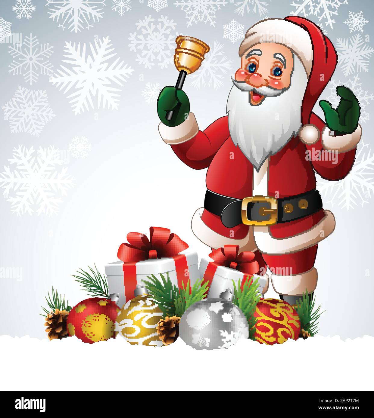 Christmas background with santa claus ringing bell Stock Vector Image