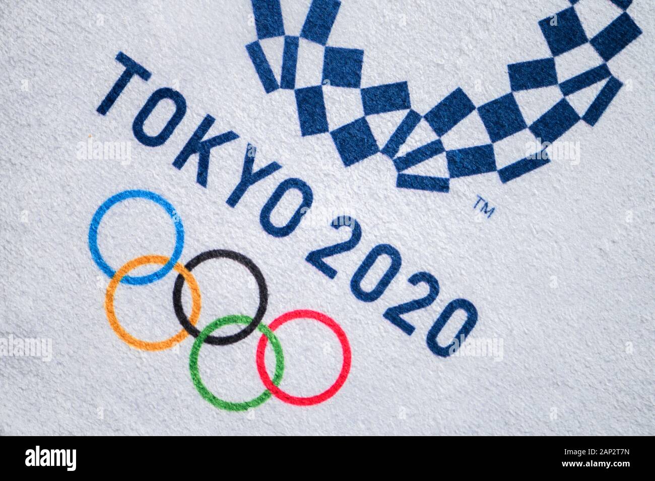 TOKYO, JAPAN, JANUARY. 20. 2020 Tokyo 2020, detail on official logo