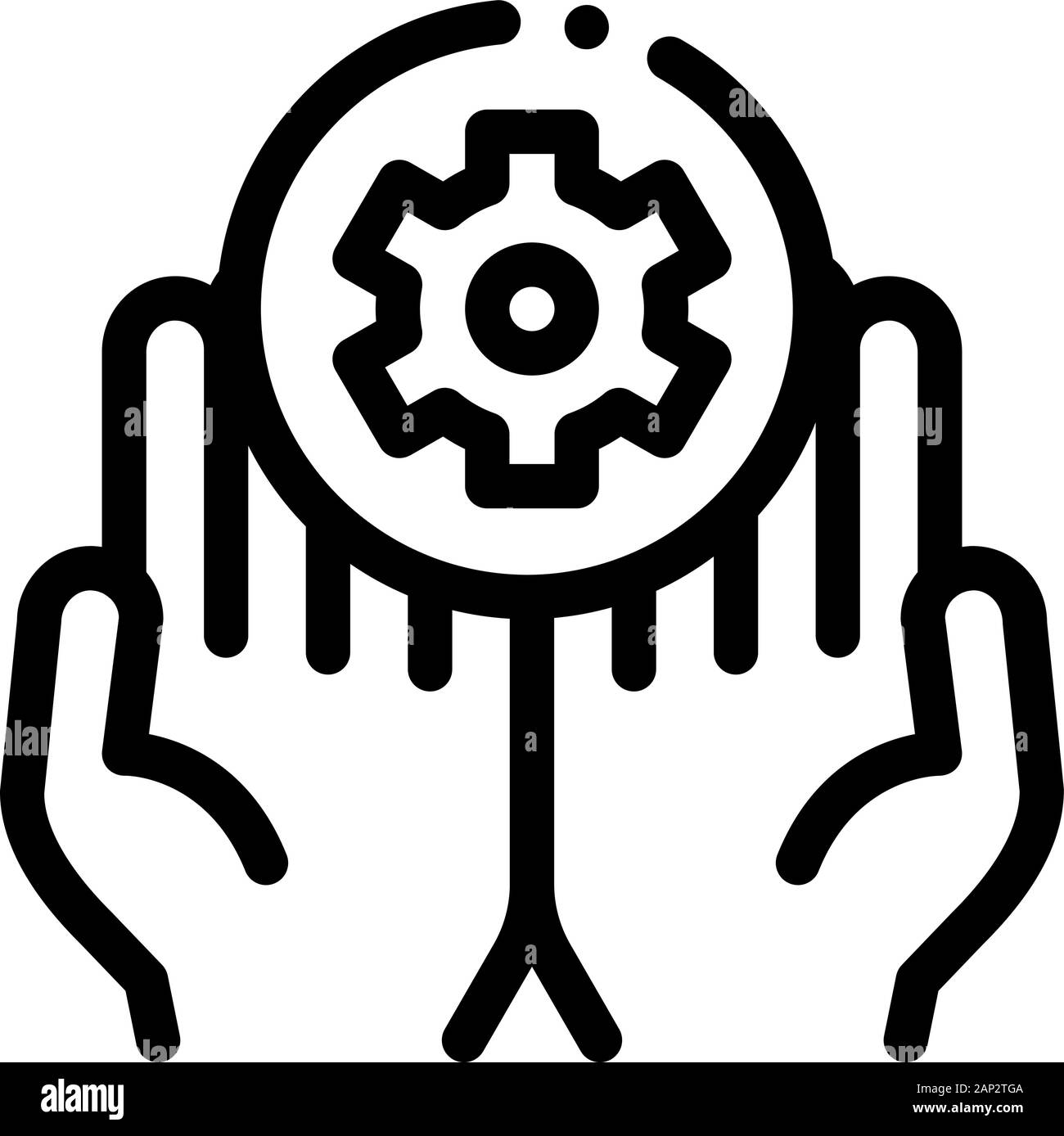 Hands Hold Gear Icon Vector Outline Illustration Stock Vector Image ...