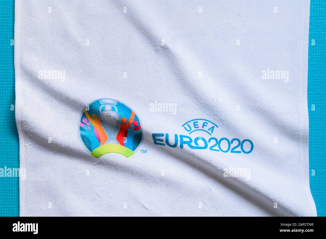 PARIS, FRANCE, JANUARY. 20. 2020: Euro 2020, official logo, white edit space Stock Photo