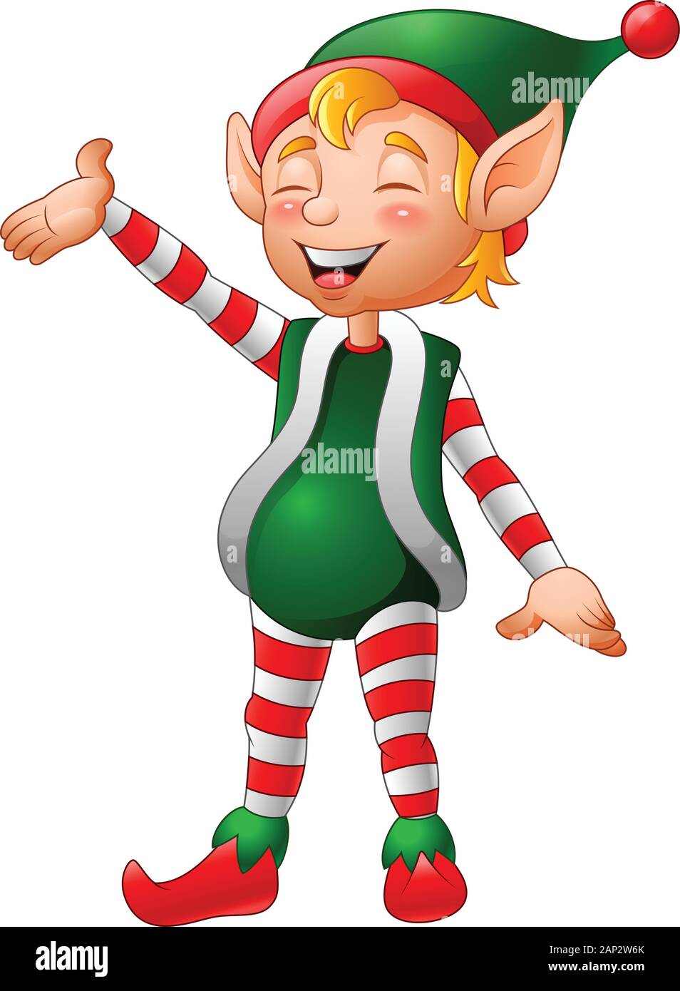 Cartoon Christmas elf presenting Stock Vector Image & Art - Alamy