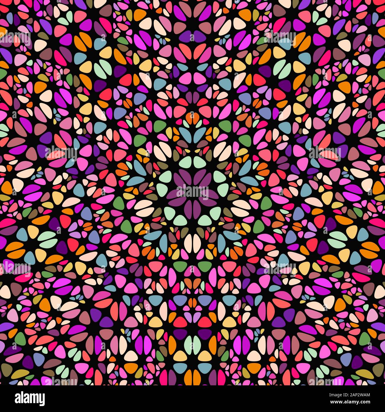 Colorful round mosaic pattern background design - hypnotic floral