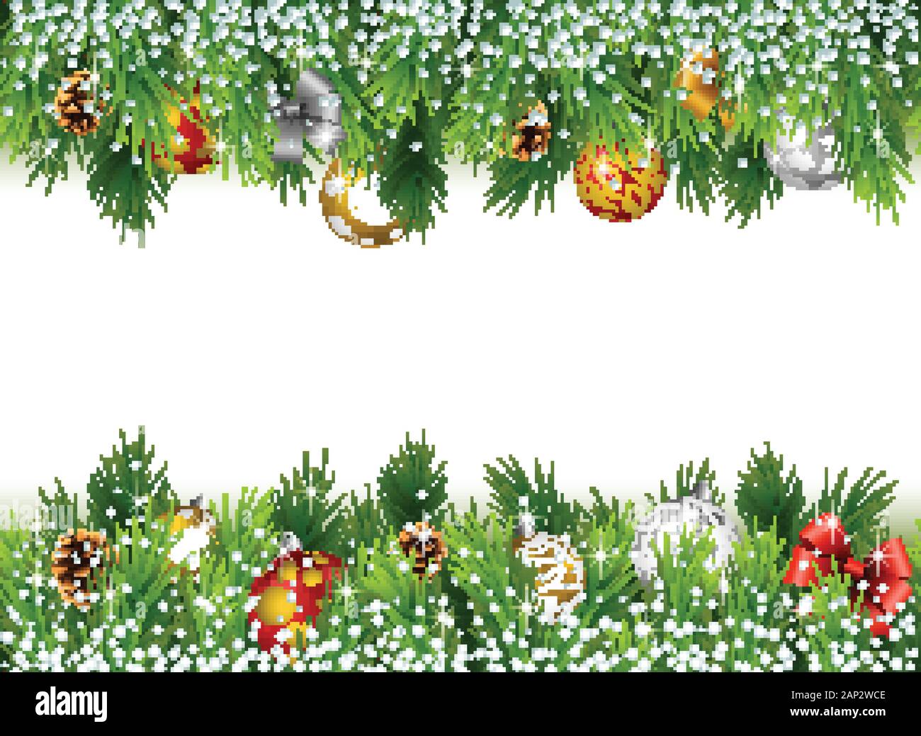 Christmas background with pine cone, ball and fir in snow Stock Vector ...