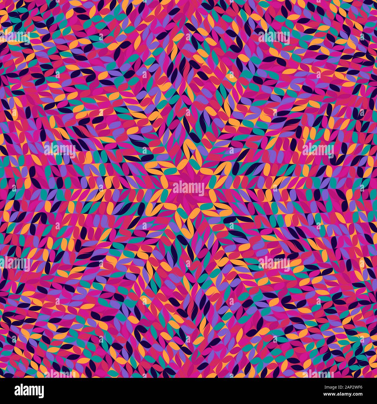 Radial tiled flower mosaic background design - colorful hypnotic psychedelic abstract vector illustration Stock Vector
