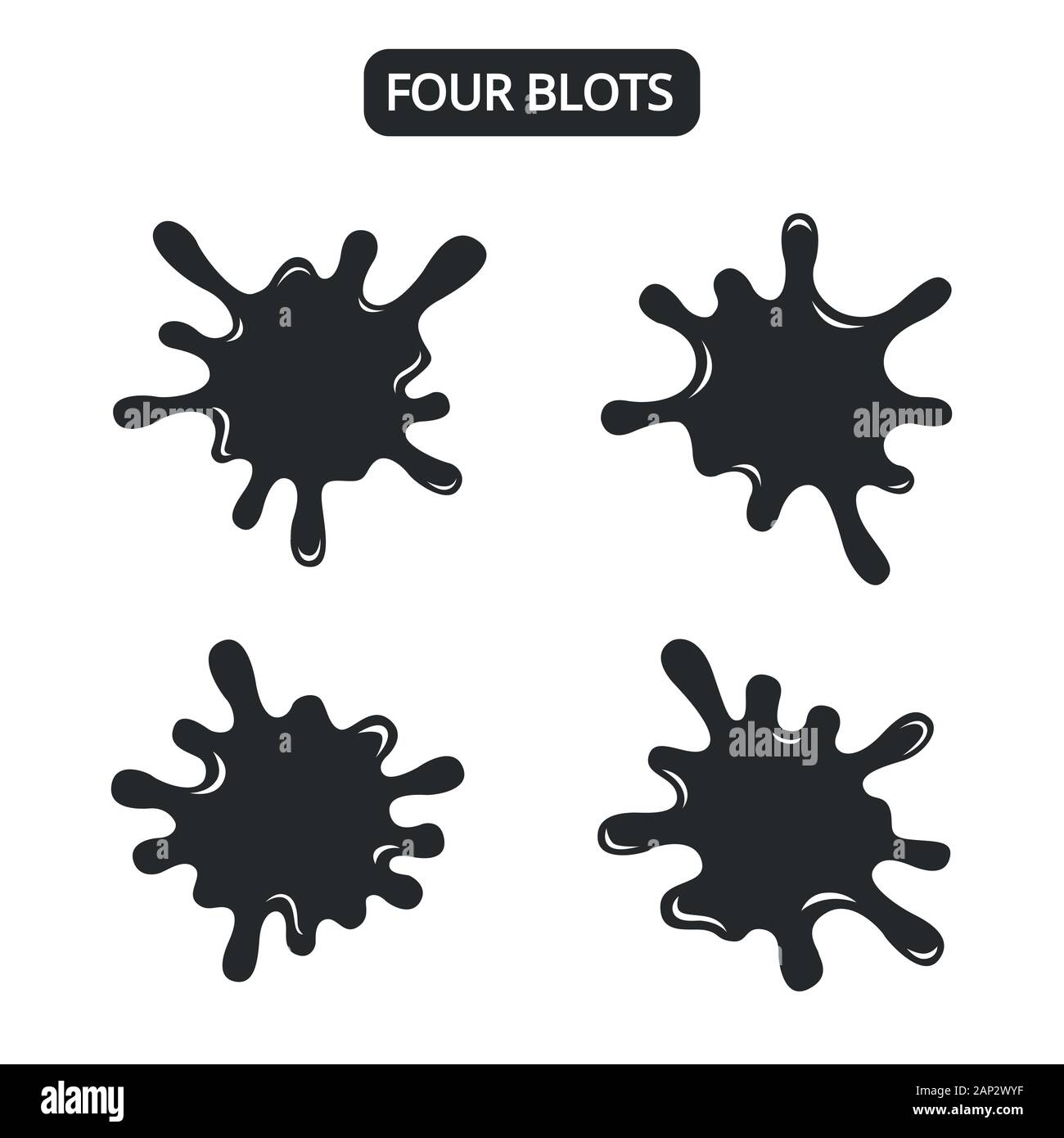 Black illustrations paint blot on white background Stock Vector