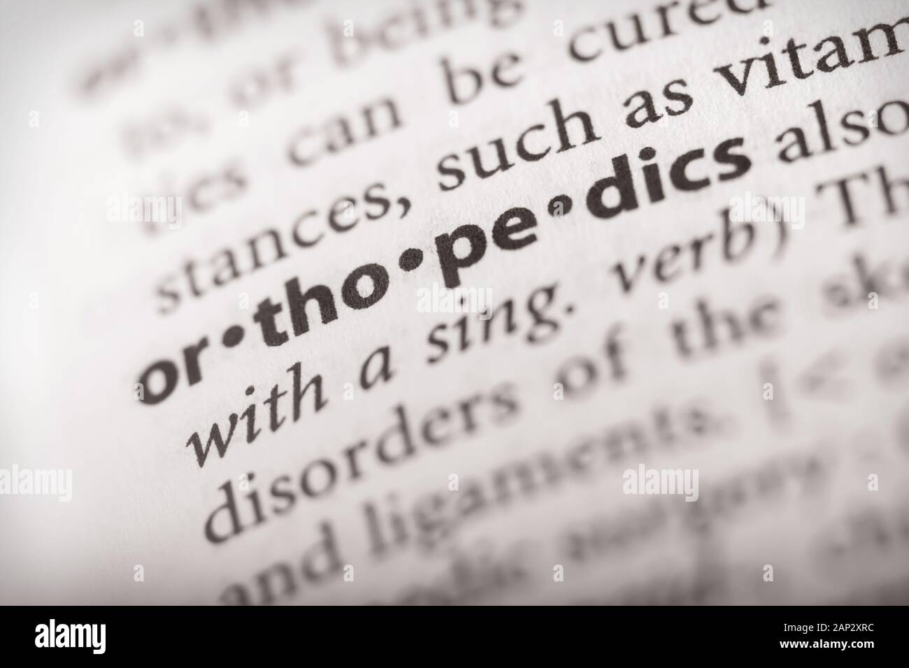 Selective focus on the word orthopedics. Many more word photos in my portfolio. Stock Photo