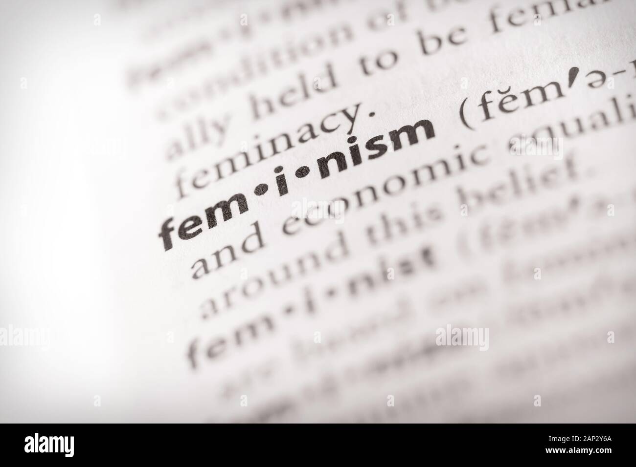 Selective focus on the word feminism. Many more word photos in my portfolio. Stock Photo