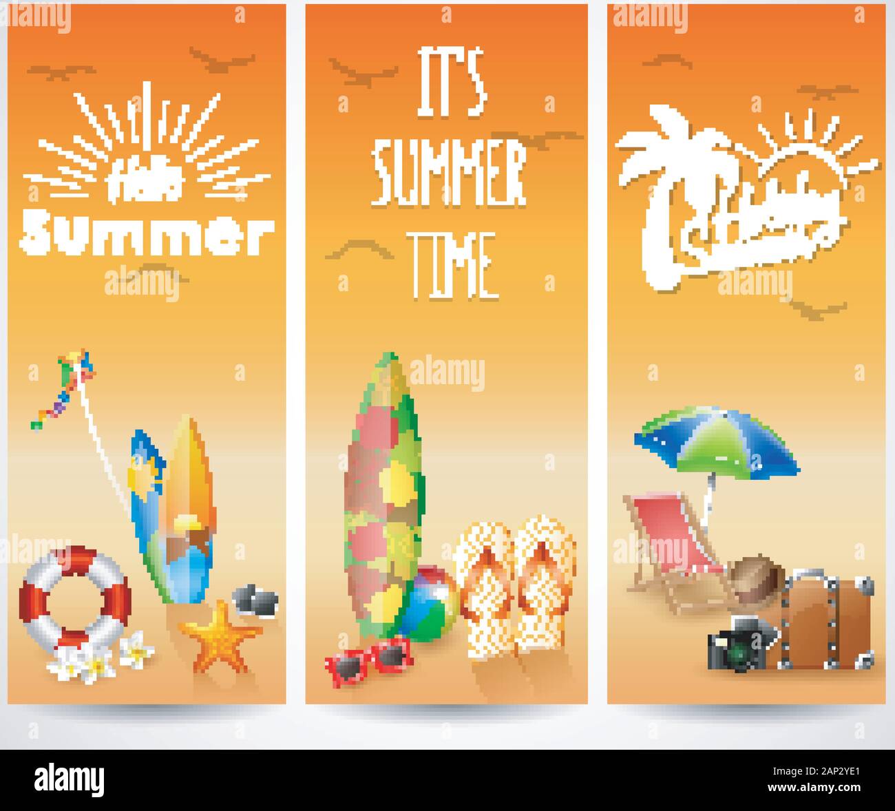 Set of three summer beach Stock Vector Image & Art - Alamy