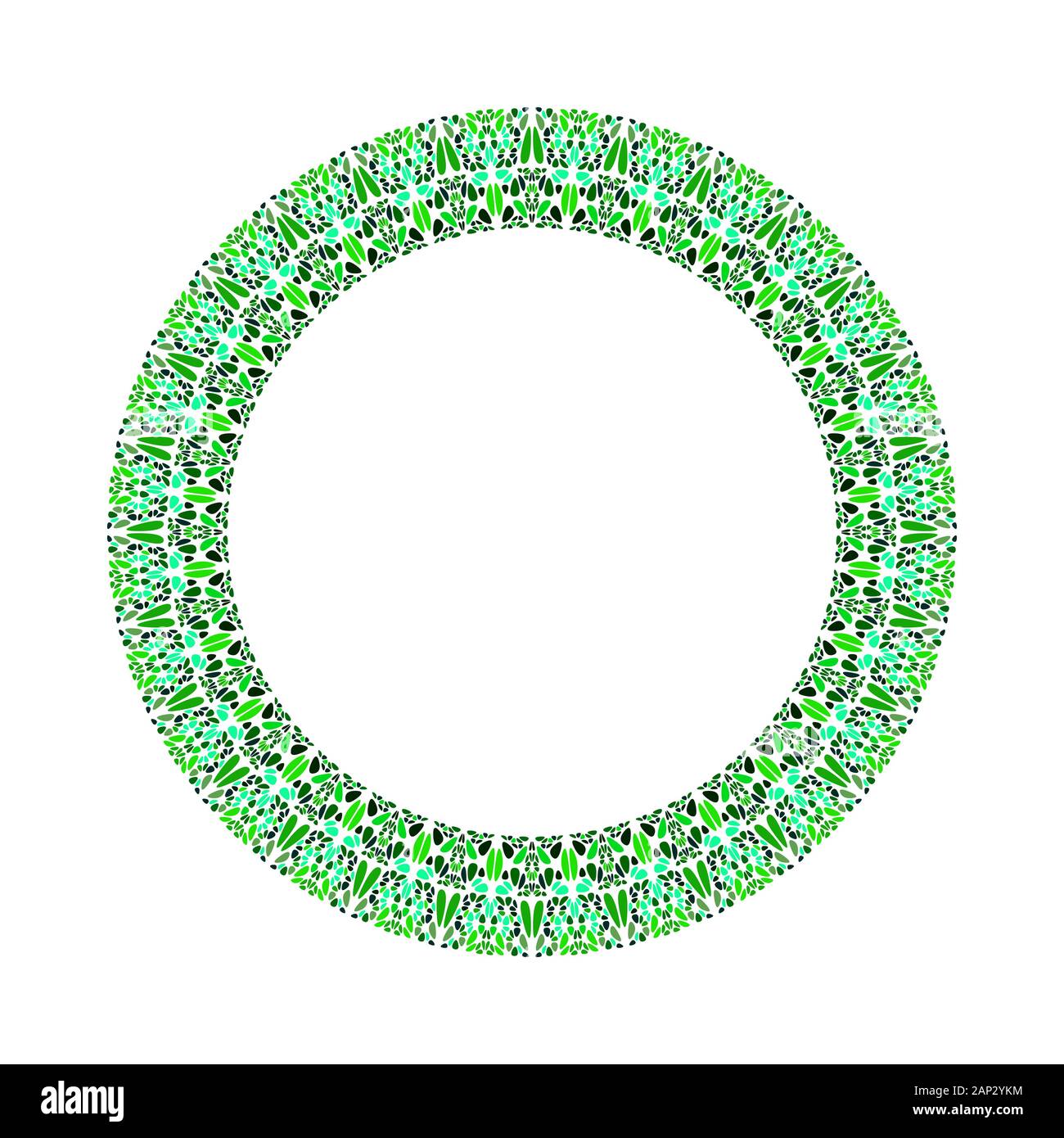 Geometrical floral frame - round circular vector design element on white background Stock Vector