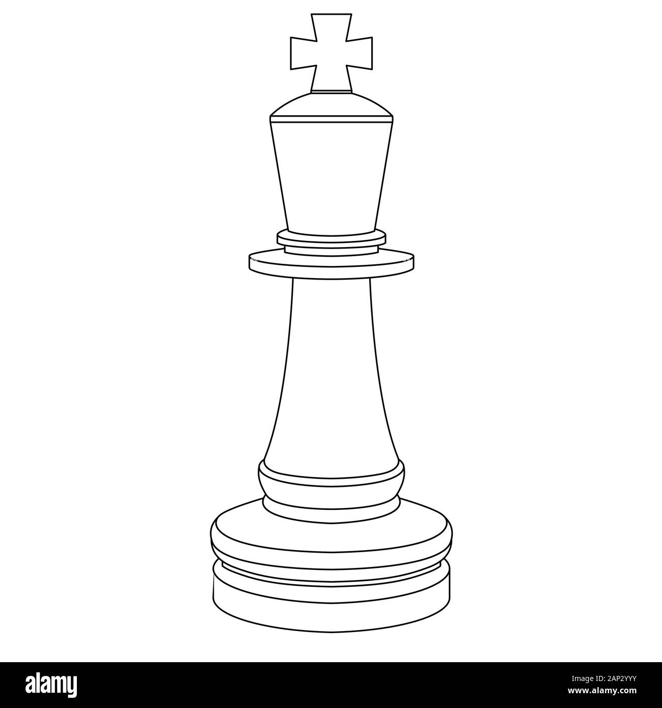 The king chess piece. Outline drawing Stock Vector