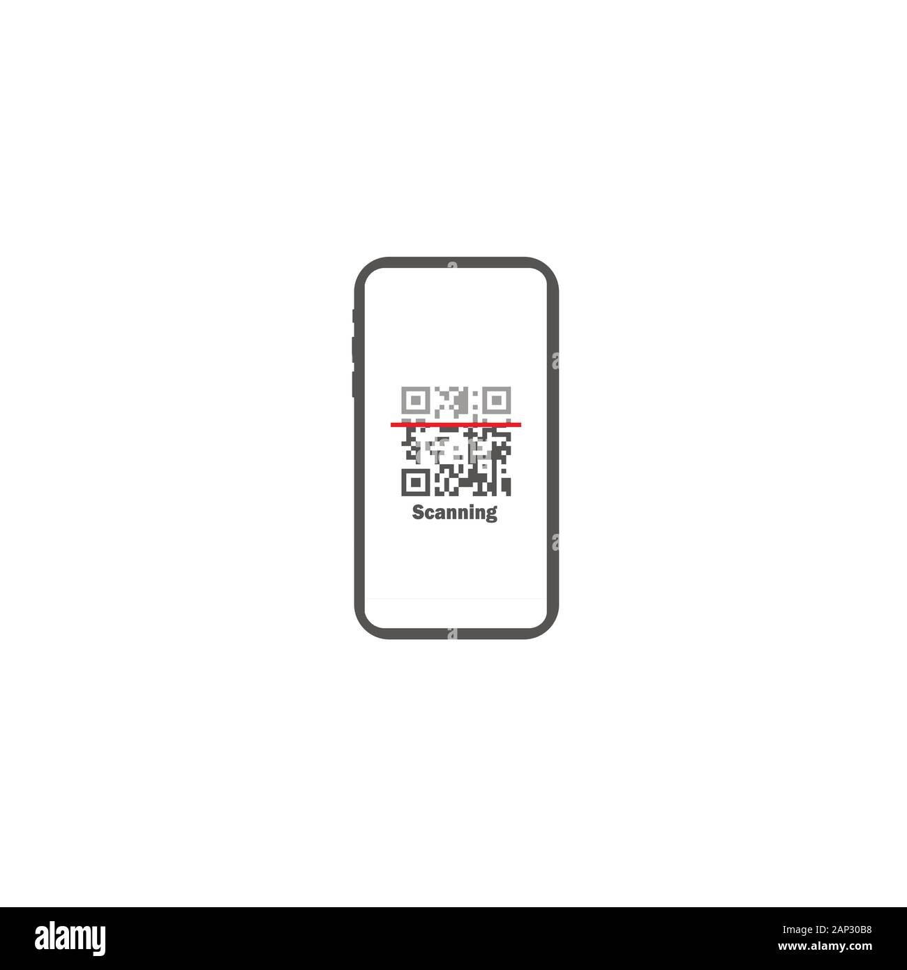 Payment by smartphone scan qr code - gray flat vector icon. Stylish design business icons. Stock Vector