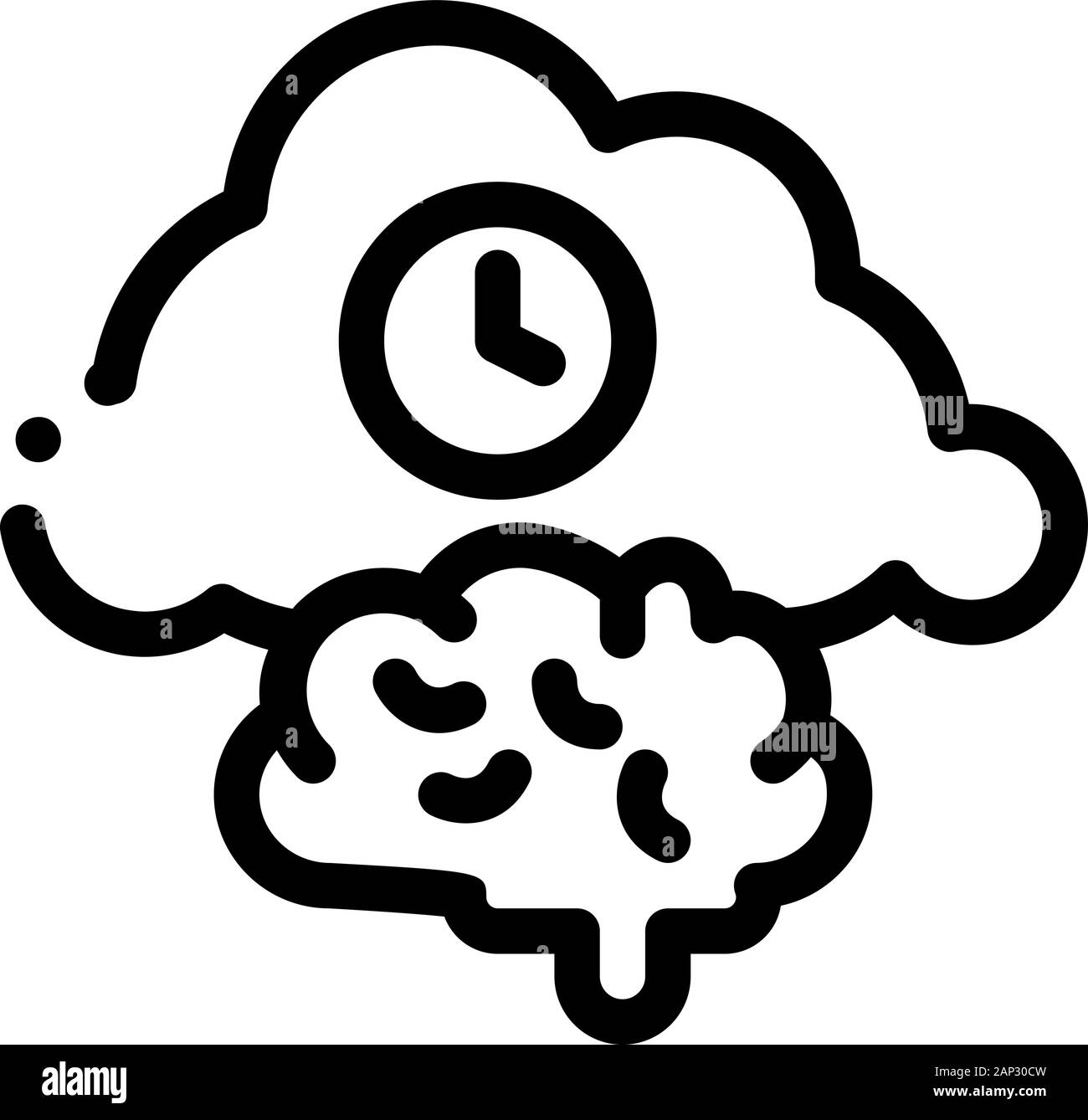Brain Cloud Clock Icon Vector Outline Illustration Stock Vector