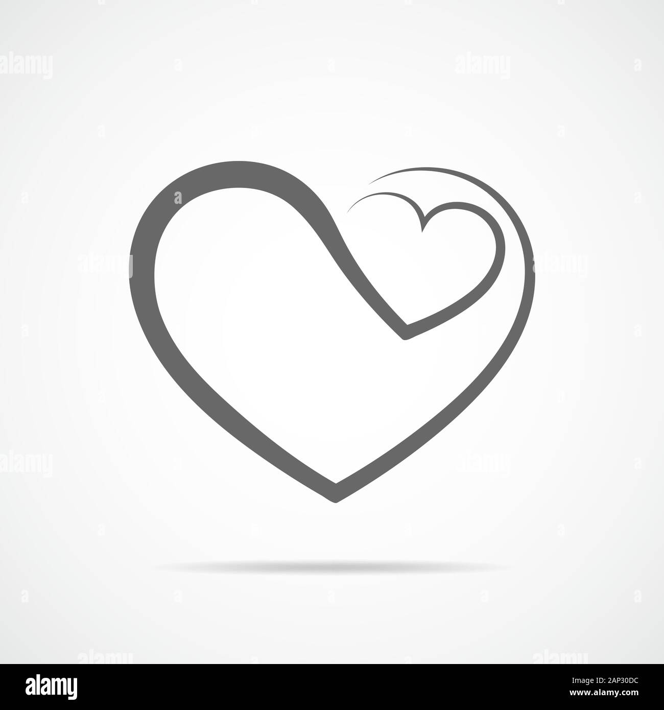 Abstract heart shape outline. Vector illustration. Gray heart icon in flat style. The heart as a symbol of love. Stock Vector