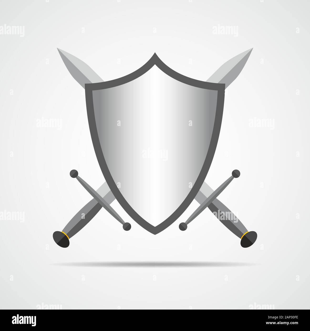 Shield and swords in flat design. Shield and sword icon isolated ...