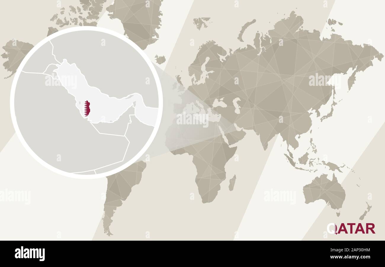 Zoom on Qatar Map and Flag. World Map Stock Vector Image & Art Alamy