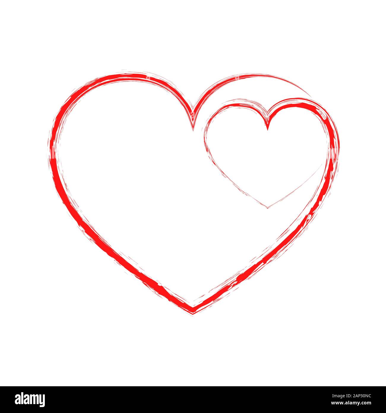 Red drawing heart. Red heart icon. Vector illustration. Silhouette ...