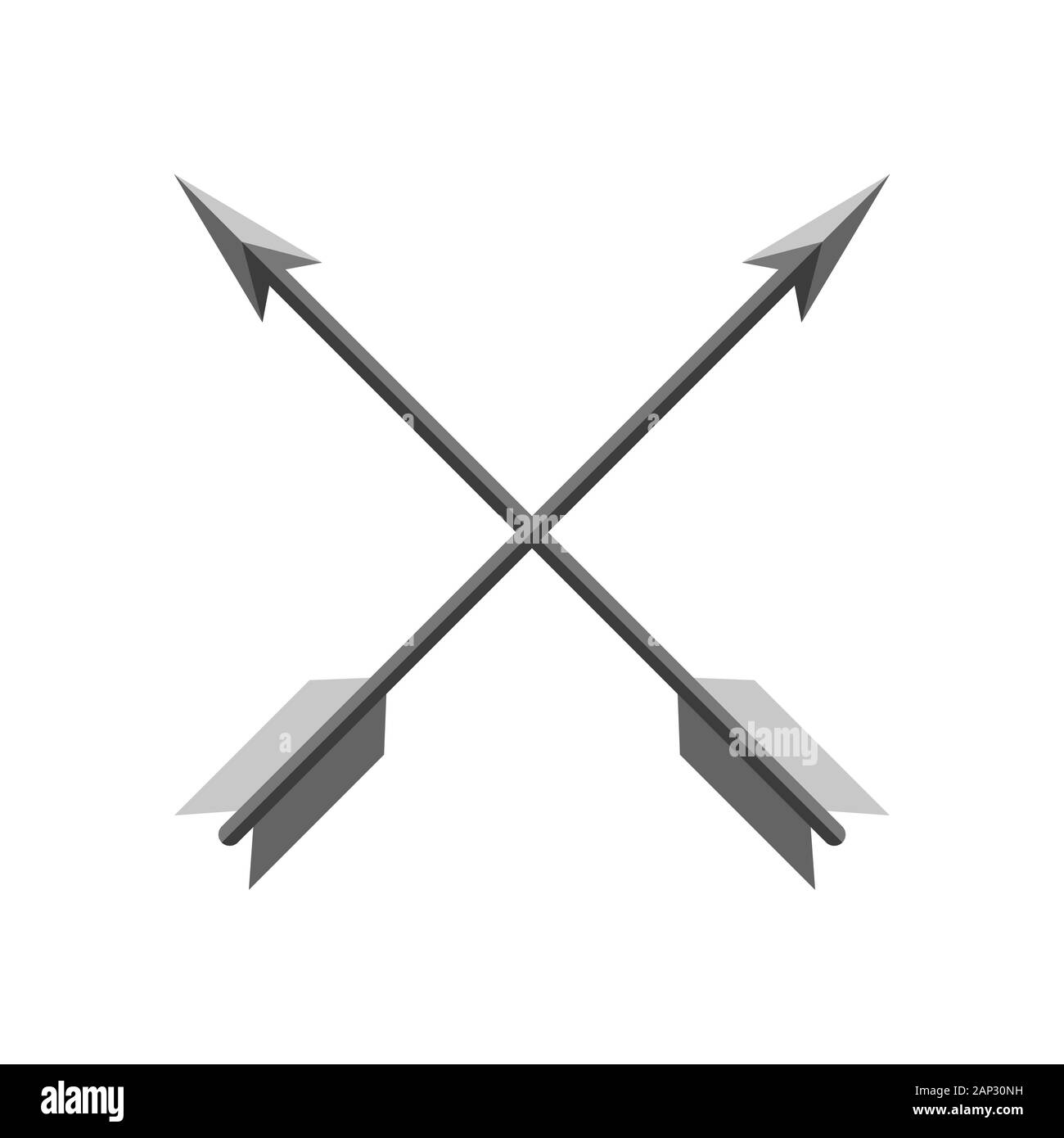 Two crossed arrows in flat design. Vector illustration. Concept of