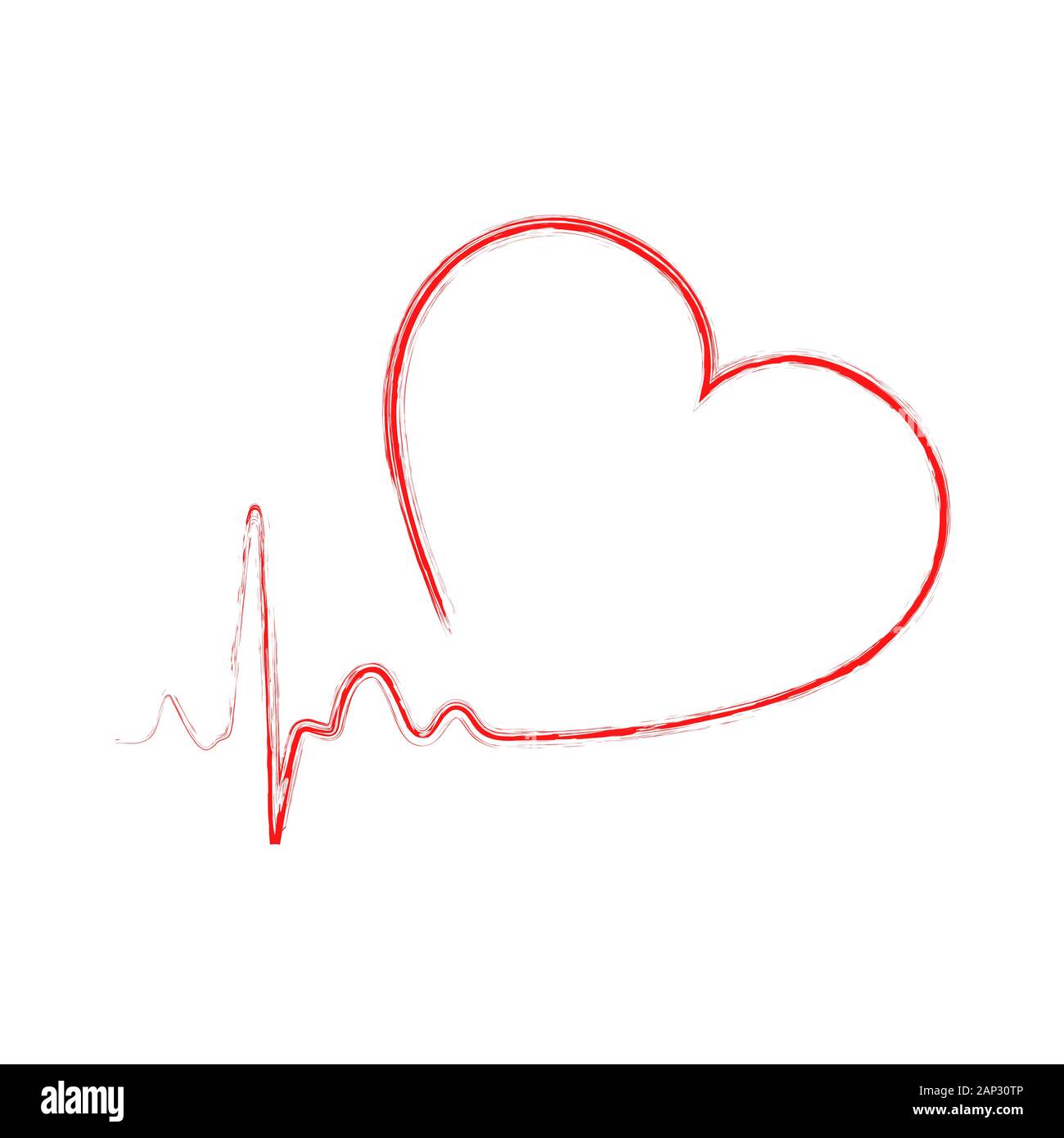 Red heart icon with sign heartbeat. Vector illustration. Heart sign in ...