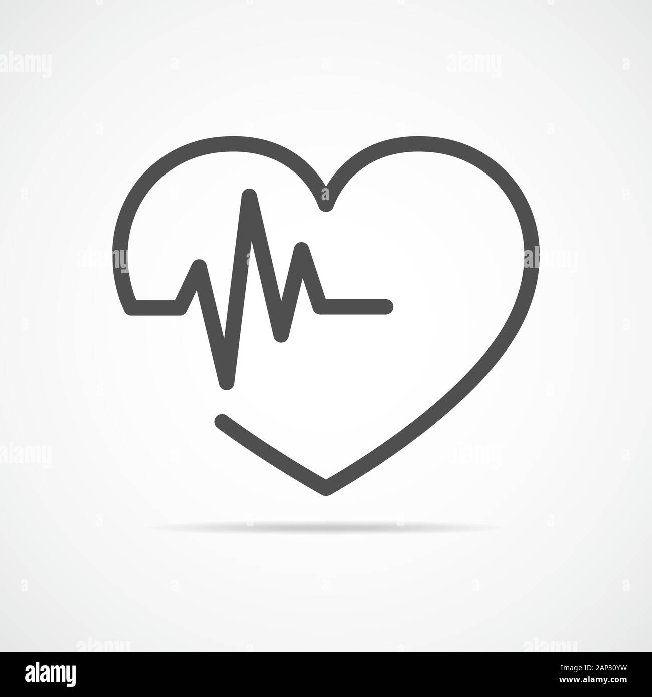 Gray heart icon with sign heartbeat. Vector illustration. Heart sign in ...