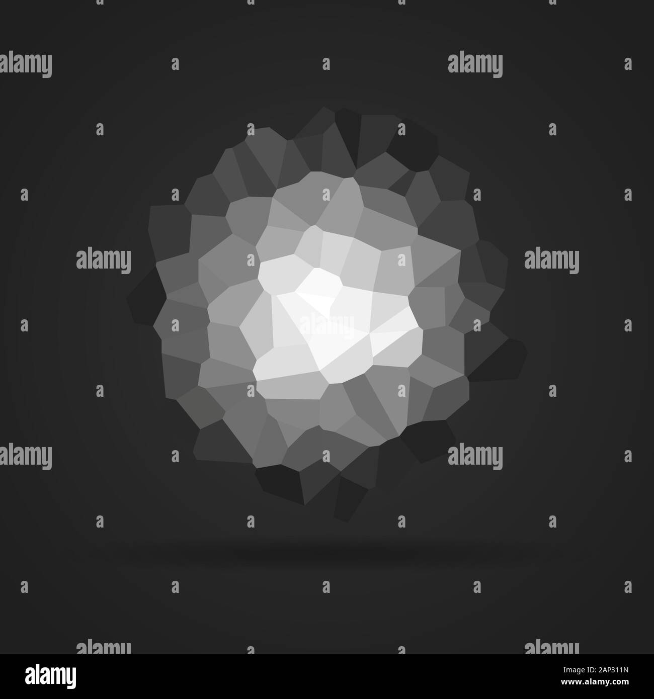 Abstract triangular object isolated on black background. Vector Illustration. Creative polygonal geometric shape. Stock Vector