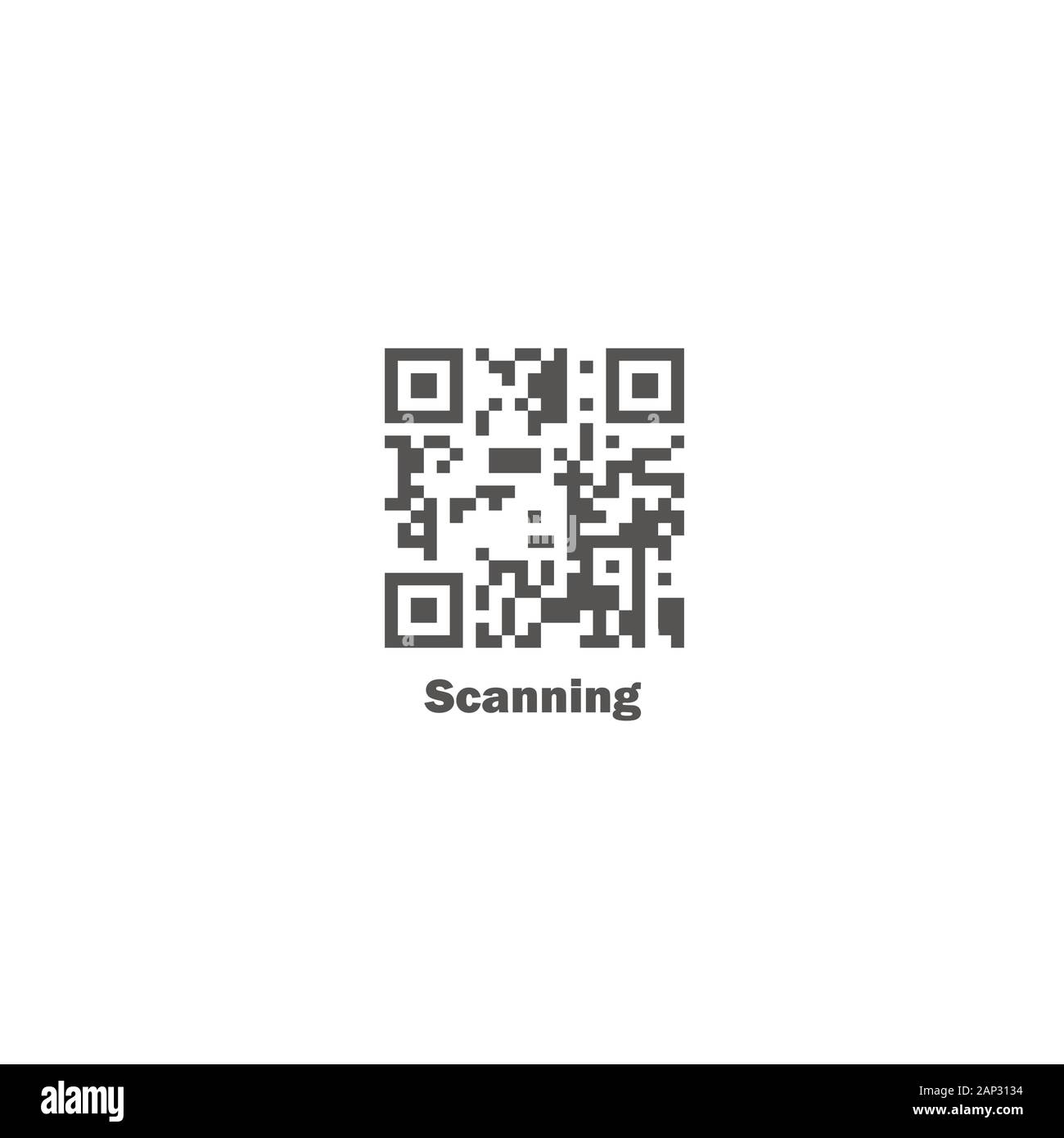 Gray flat vector QR code icon - on isolated background Stock Vector