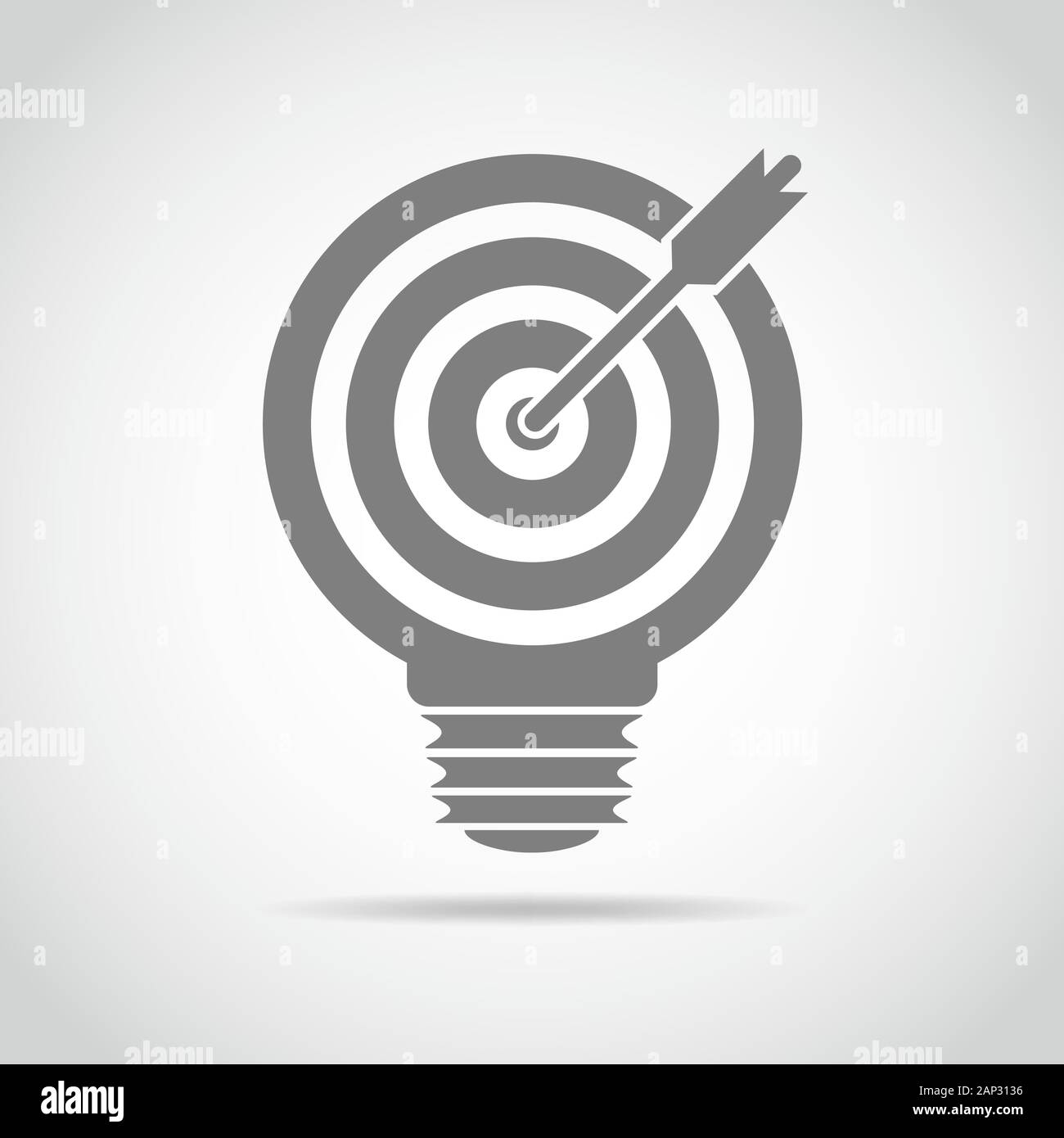 Light bulb with target and arrow inside. Vector Illustration. Concept