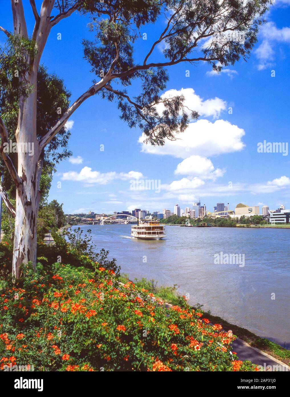 'Kookaburra Queen' paddle wheeler boat cruise on Brisbane River, Brisbane, Queensland, Australia Stock Photo