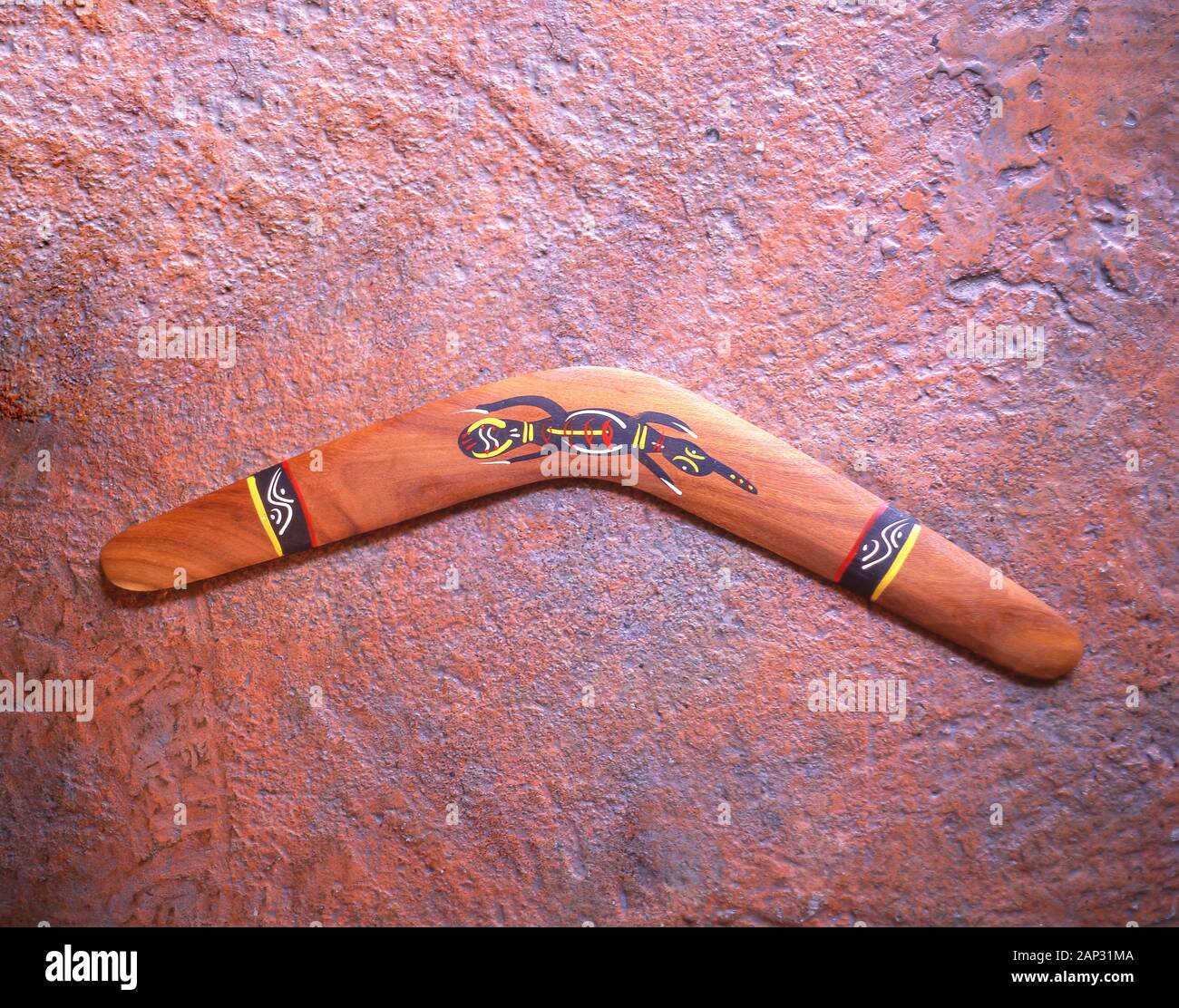 Souvenir Aboriginal boomerang at Koomurri Aboriginal Centre, Echo Point, Katoomba, Blue Mountains, New South Wales, Australia Stock Photo