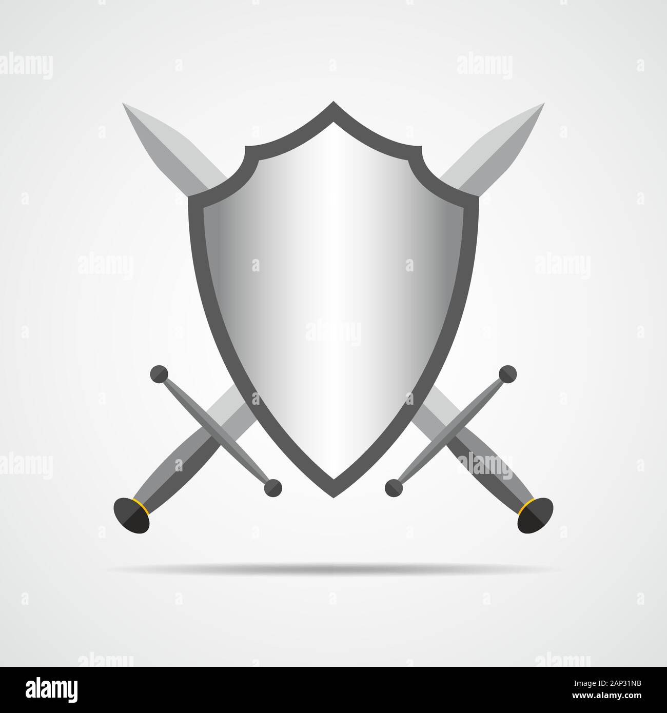 Shield and swords in flat design. Shield and sword icon isolated ...