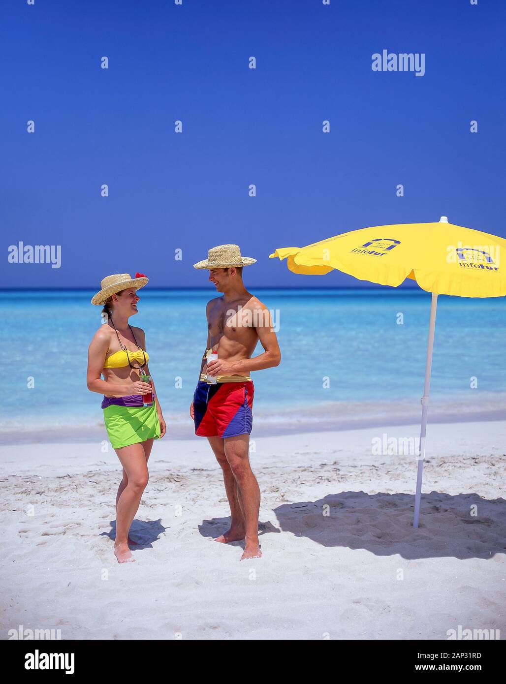 Young couple on tropical beach, Varadero, Matanzas, Republic of Cuba Stock Photo