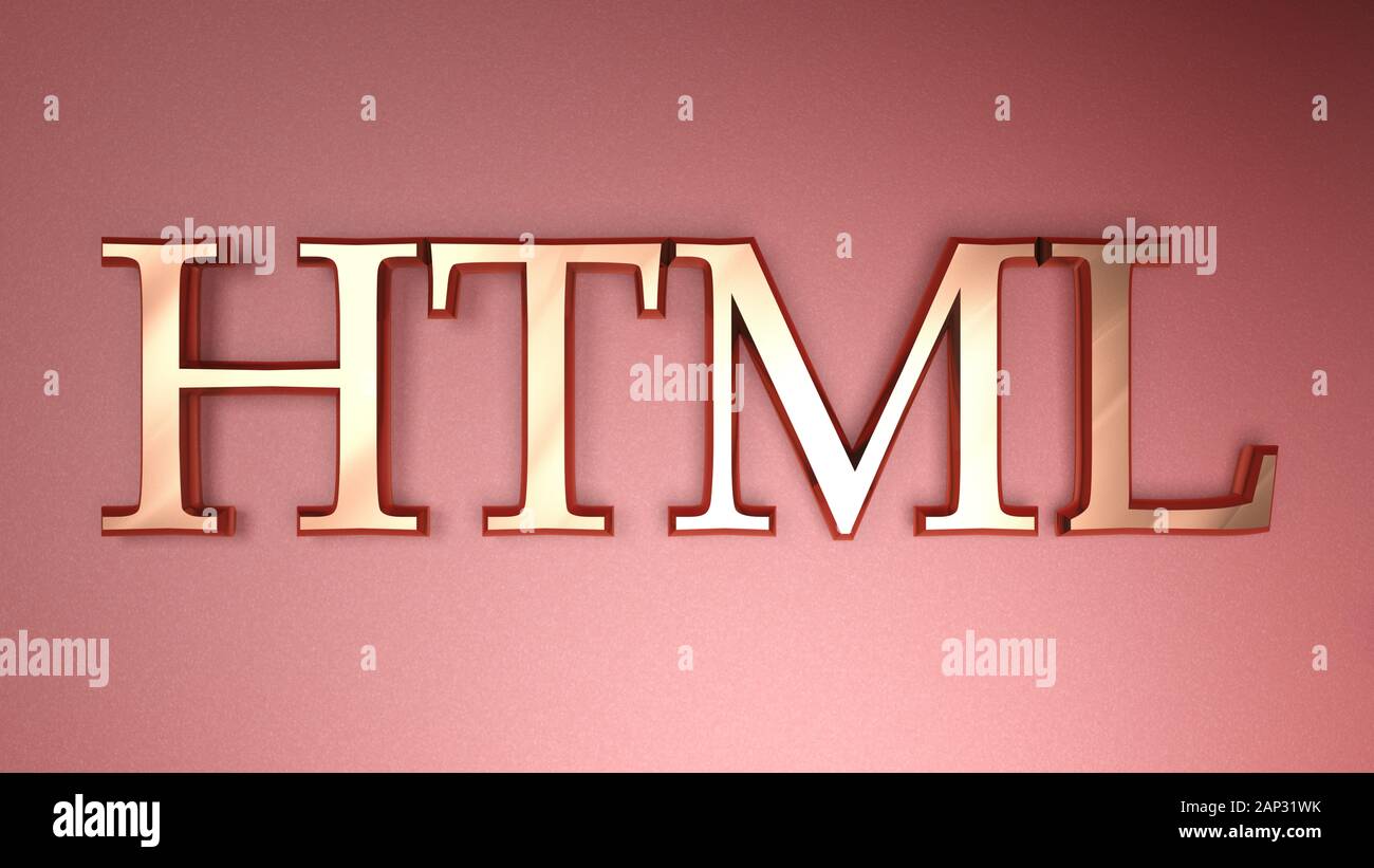 Copper Html HTML write in copper letters on red background - 3D rendering ...