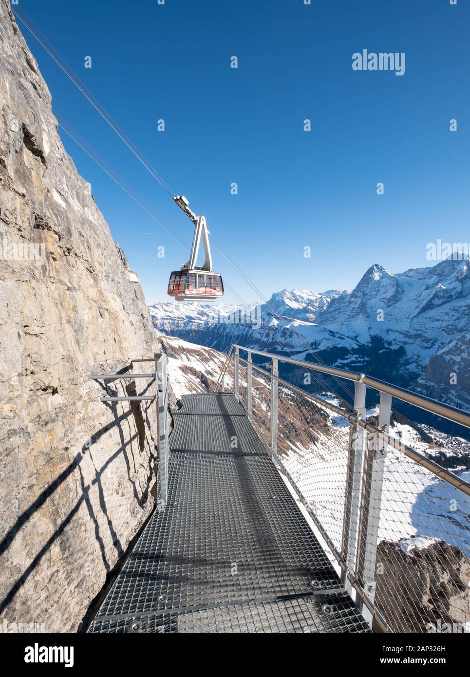 The Thrill Walk at Birg near Schiltorn in the Alps, Switzerland. It's a ...