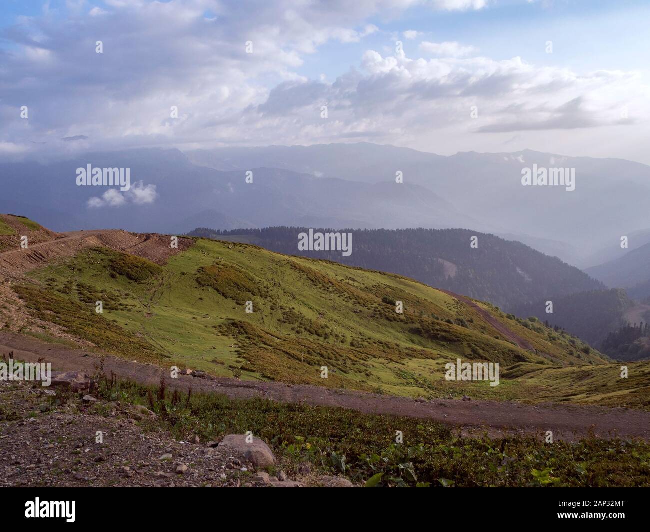 Beautiful view of the high mountains Krasnaya Polyana Sochi Stock Photo