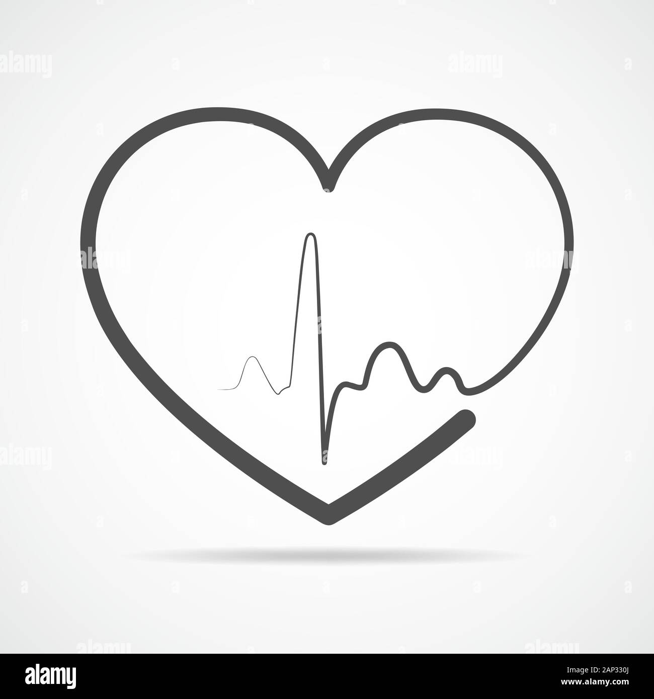 Gray heart icon with sign heartbeat. Vector illustration. Heart sign in ...