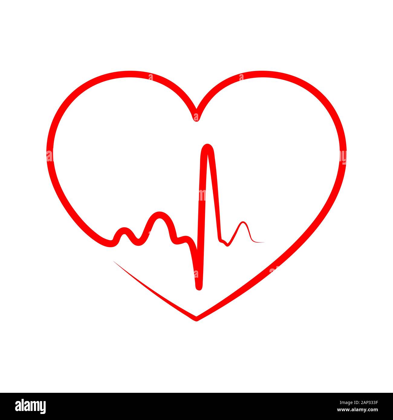 Red heart icon with sign heartbeat. Vector illustration. Heart sign in ...