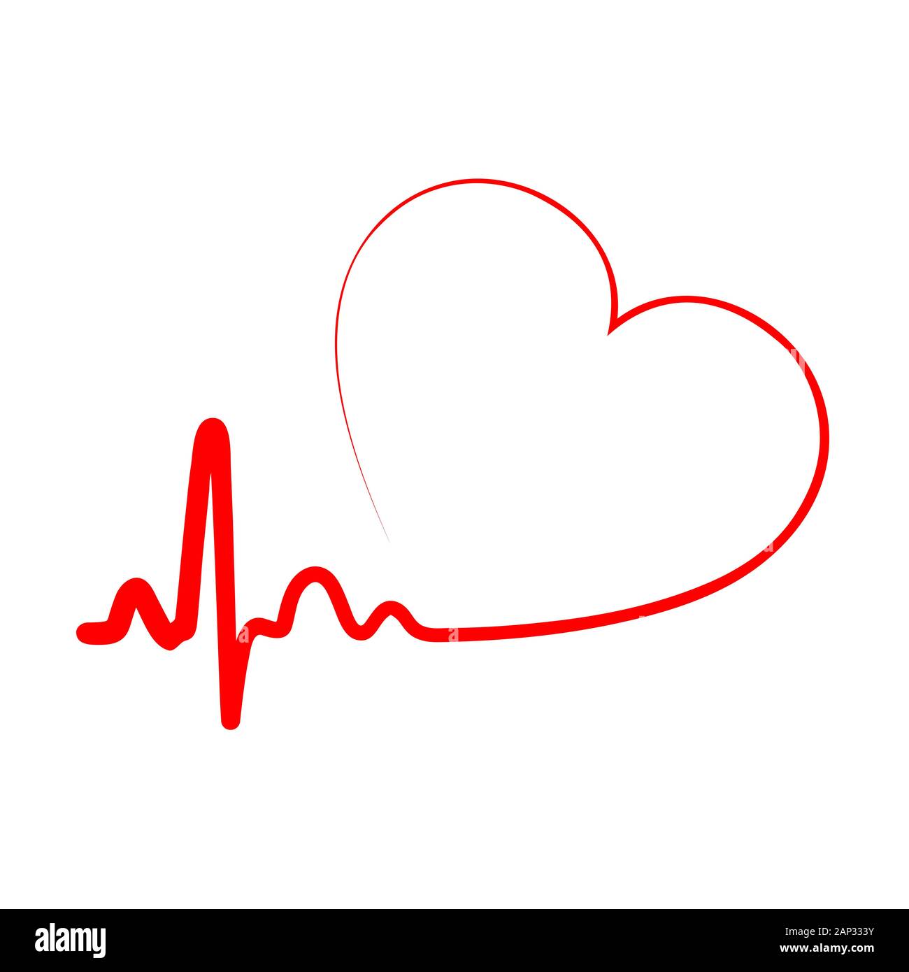 Red heart icon with sign heartbeat. Vector illustration. Heart ...