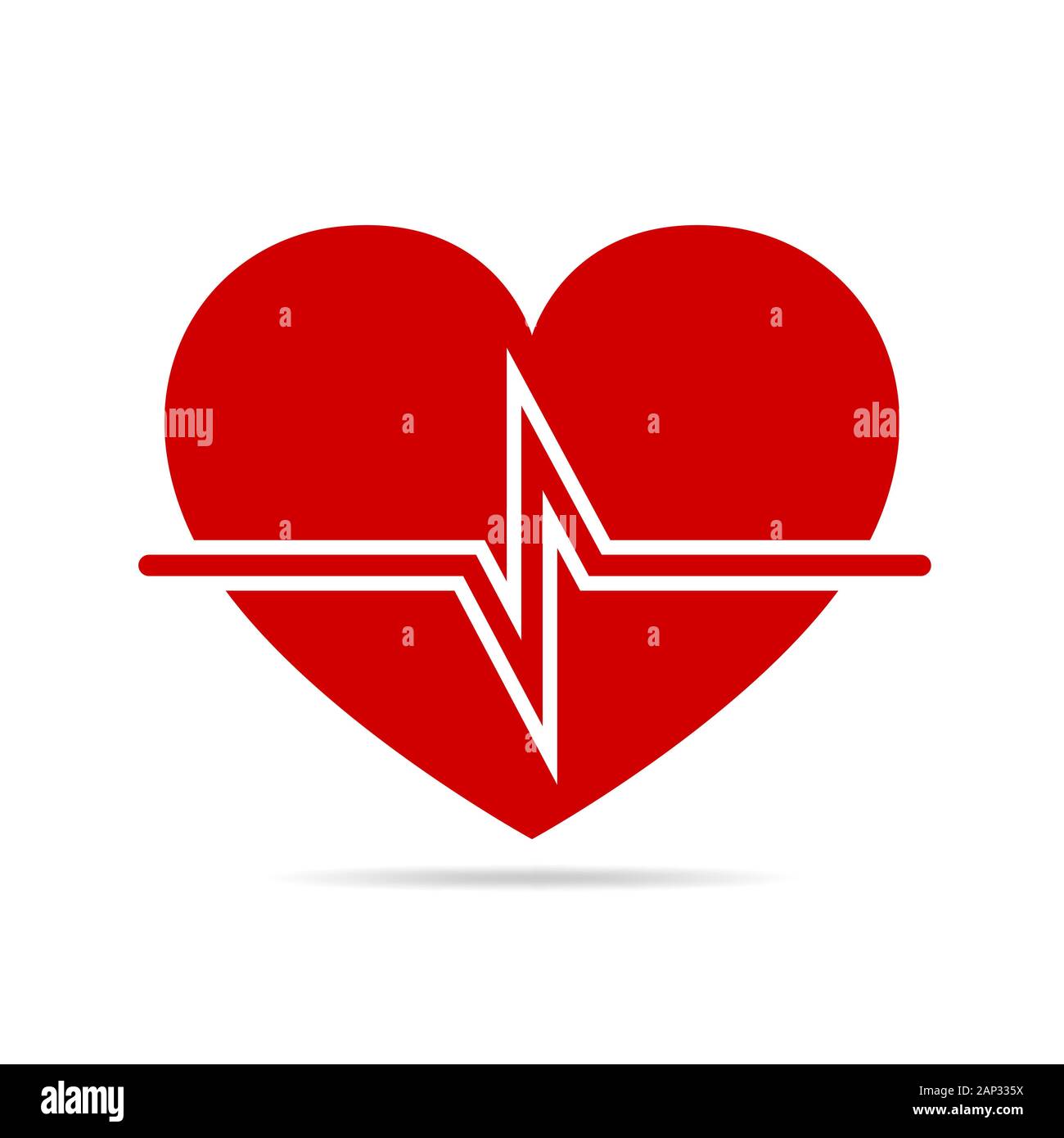 Red heart icon with sign heartbeat. Vector illustration. Heart sign in ...