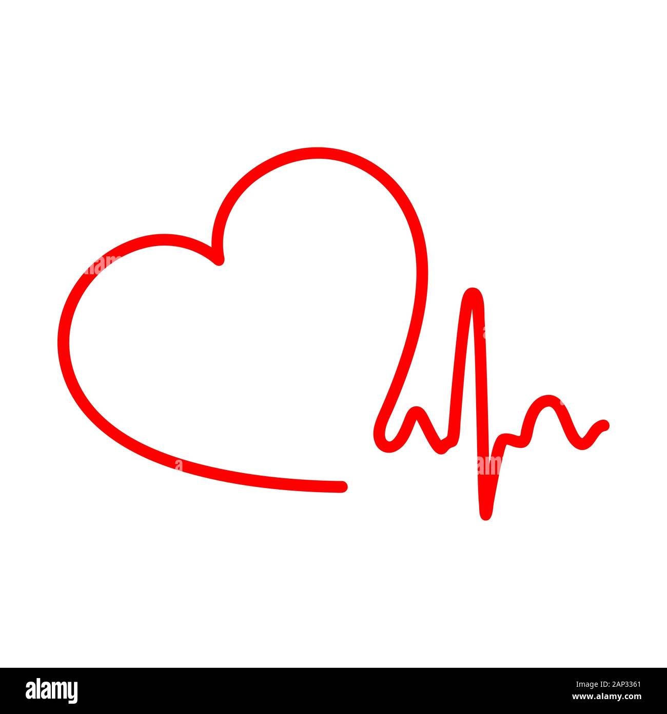 Red heart icon with sign heartbeat. Vector illustration. Heart ...