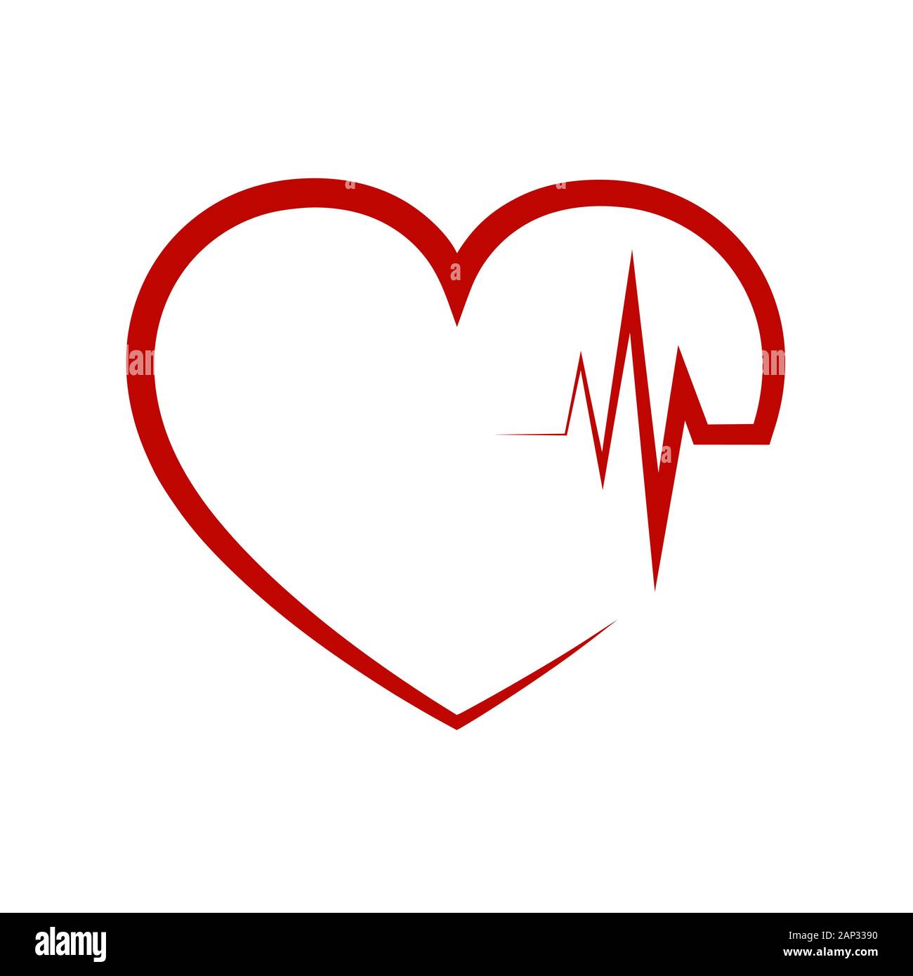 Red heart icon with sign heartbeat. Vector illustration. Heart sign in ...