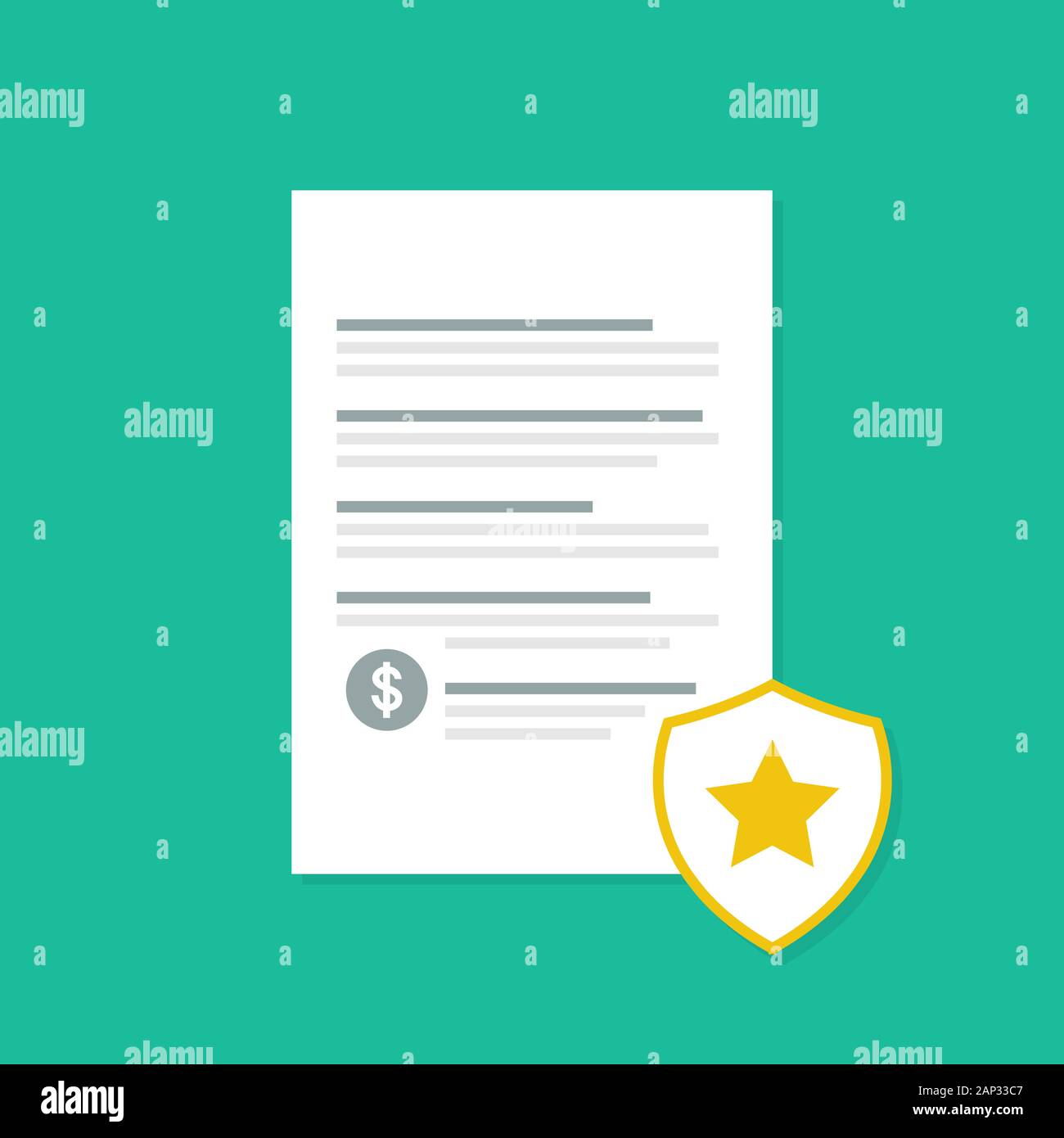 Penalty document with shadow. Flat style. Vector Stock Vector