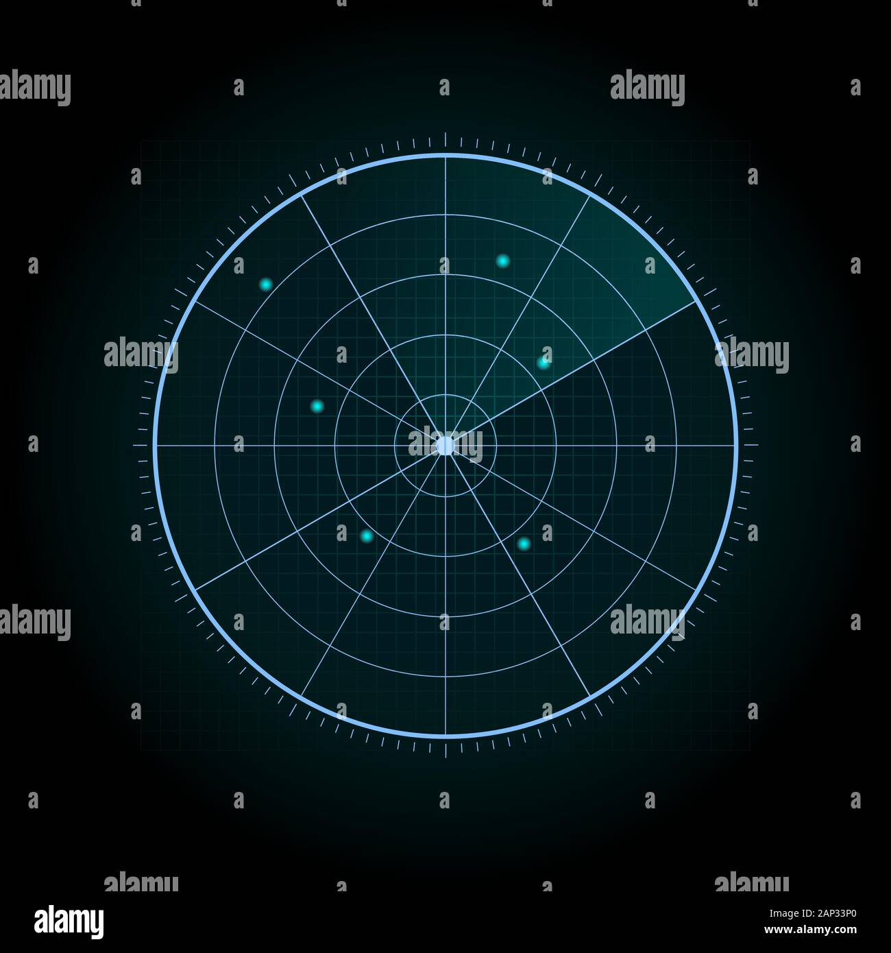 Abstract blue radar screen background. Vector eps10 Stock Vector Image