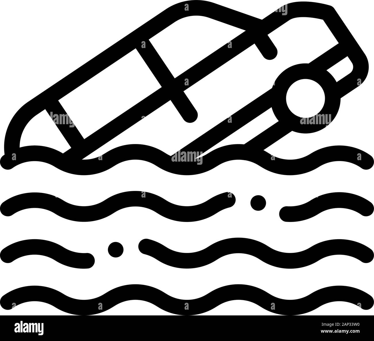 Sinking Car Icon Vector Outline Illustration Stock Vector