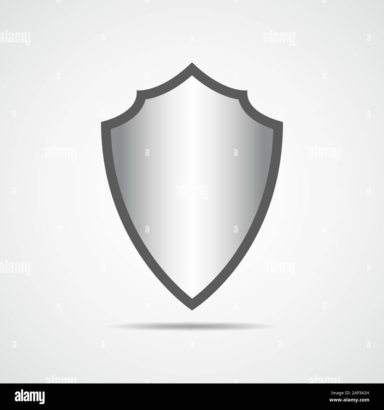 Gray shield in flat design. Shield icon isolated. Vector illustration ...