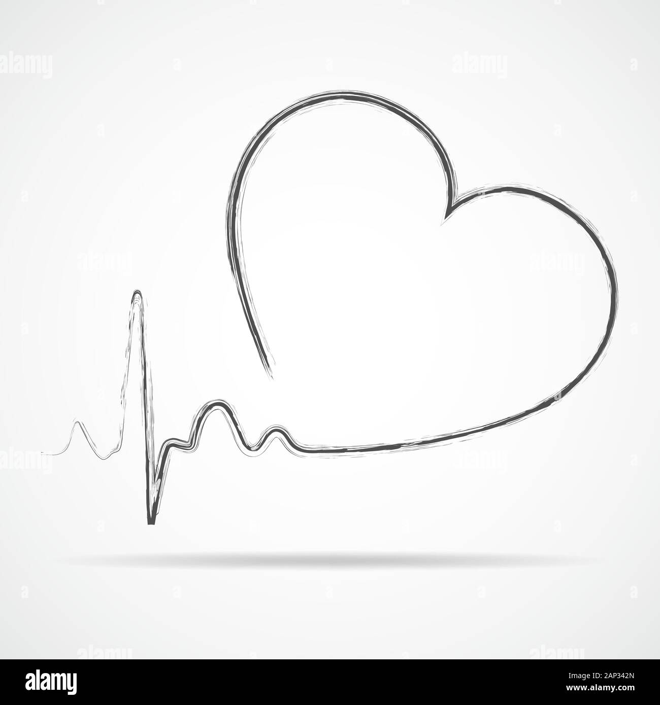 Gray heart icon with sign heartbeat. Vector illustration. Heart sign in ...