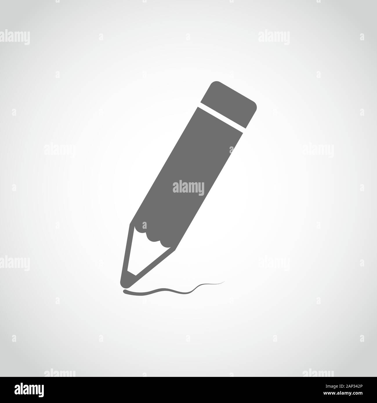 Pencil icon in flat design. Vector illustration. Gray pencil on white ...