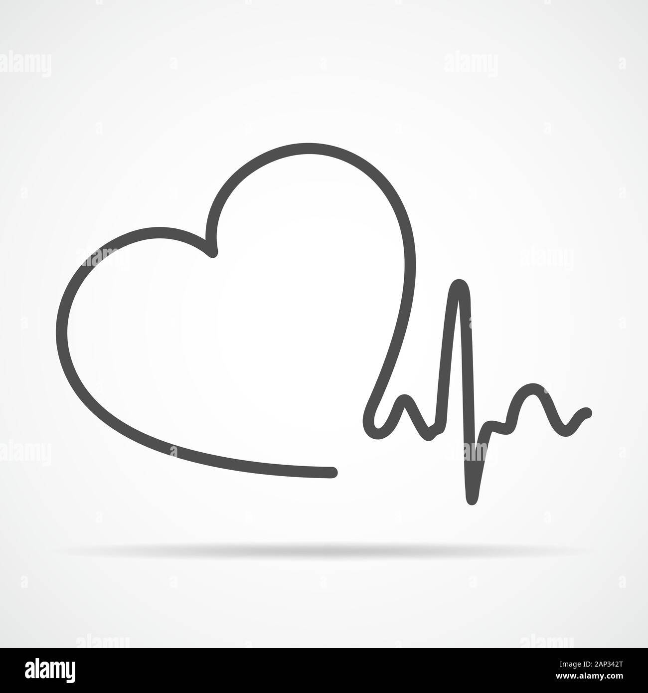 Gray heart icon with sign heartbeat. Vector illustration. Heart sign in ...